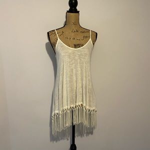 Long white shirt with fringe